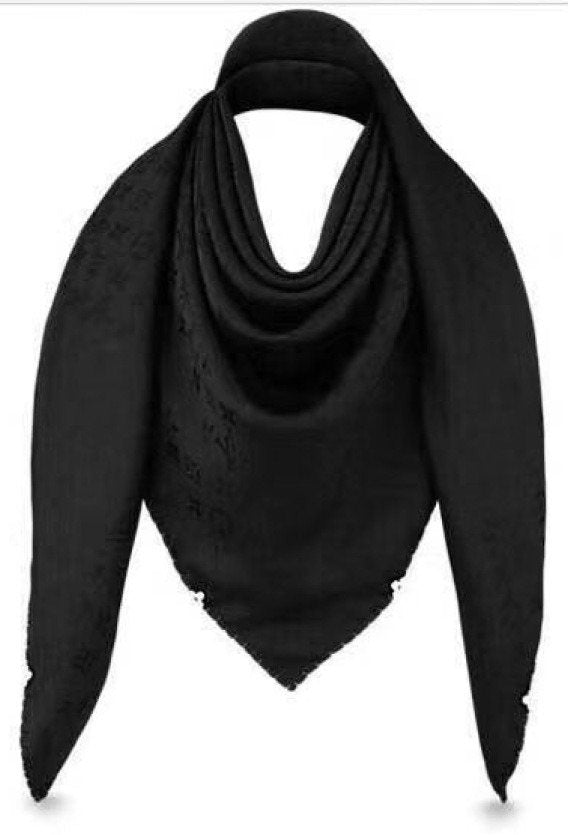 Black Draped Cowl-Neck Shawl — hero